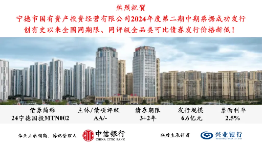 喜报！热烈庆祝市永乐国际公司2024年度第二期中期票据成功发行